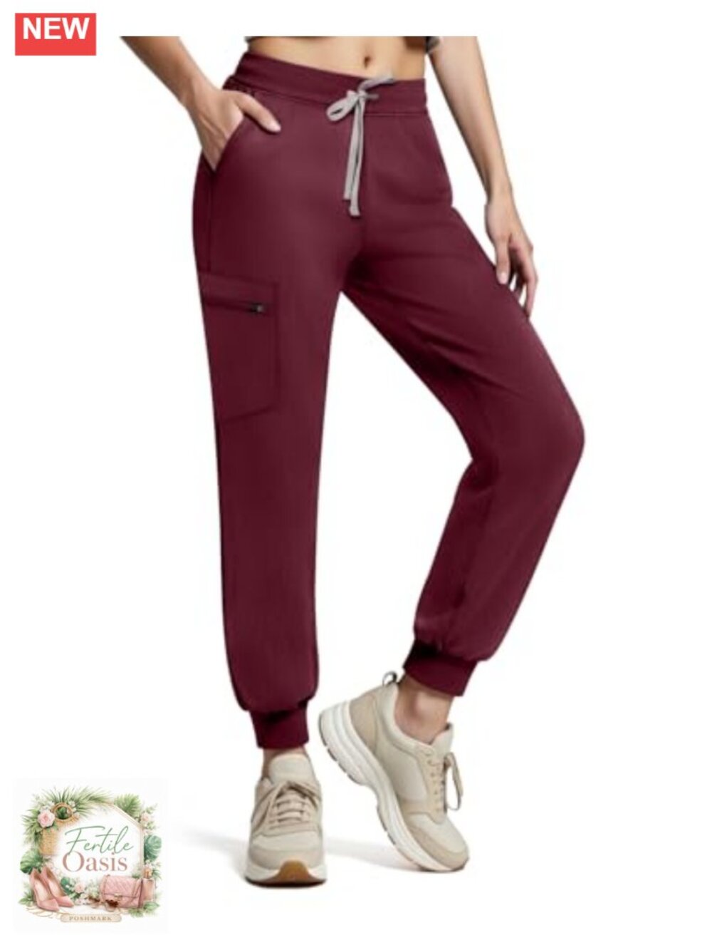 Women's Cargo Jogger Scrub Pants 5-Pocket Medical Uniform Bottoms